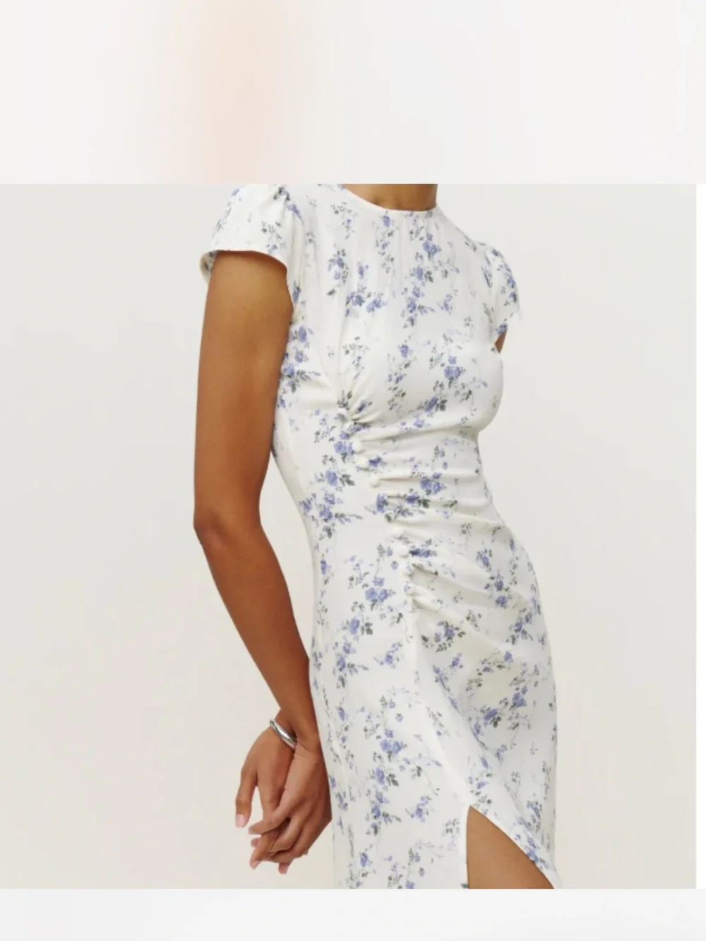 Reformation Midi Dress with Blue Floral Print - Picture 3 of 7